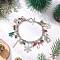 Christmas Series Alloy Enamel Charm Bracelets, 304 Stainless Steel Twisted Chains Curb Chain for Women, Colorful, 7-5/8 inch(19.5cm)
