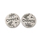 Tarnish Resistant 316L Stainless Steel Hollow Connector Charms, Laser Cut Flat Round with Word Chance, Stainless Steel Color, 15x1mm, Hole: 1mm