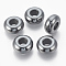 Synthetic Non-magnetic Hematite European Beads, Large Hole Beads, Rondelle, 14x6mm, Hole: 6mm