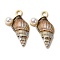 Baking Painted Alloy Pendants, Sea Animals, Conch Shape, 23.5x14.5x5mm, Hole: 1.8mm