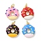 Brass Enamel Pendants, Donut Charms with Jump Rings, Rack Plating, Cadmium Free & Lead Free, Long-Lasting Plated, Real 18K Gold Plated, Mixed Color, 18.5x16.5x4.5mm, Hole: 3.5mm