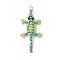 Glass Crocodile Pendants, with Eco-Friendly Copper Wire, Green, 38x18x2mm, Hole: 1.5mm