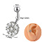 G23 Titanium Pave Clear Cubic Zirconia Curved Barbell Cartilage Earrings, Platinum, Flower, bar length: 10mm, Pin: 1.2mm