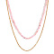 18K Gold Plated Stainless Steel & Natural Pink Opal Beaded Double Layer Necklaces for Women, 15.75 inch(40cm)