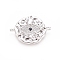 Brass Micro Pave Cubic Zirconia Links connectors,  Flat Round and Eye, Clear and Black, Platinum, 15x20x2.5mm, Hole: 1.2mm