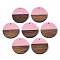 Resin & Wood Pendants, Flat Round, Pink, 28.5x3.5~4mm, Hole: 1.5mm