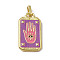Alloy Enamel Pendants, Rectangle, Tarot Pattern Charm, Golden, Purple, Palm Pattern, 26x14x2mm, Hole: 2x3mm