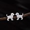 Stainless Steel Small Animal Stud Earrings for Women, Dog, Left and Right, Stainless Steel Color, 60x40mm