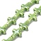 Handmade Porcelain Beads, Bright Glazed Porcelain, Cross, Lime Green, 16~17x13~13.5x5.5mm, Hole: 1.4mm, about 20pcs/strand, 13.39 inch(34cm)