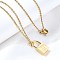 304 Stainless Steel Rolo Chain Pendant Necklaces, Padlock Necklaces for Women Men, Locks with Letter, Letter U, 17.64 inch(44.8cm)