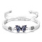 Alloy Link Bracelets, Polyester Cord Braided Bracelets for Women, Butterfly, White, 6-1/4~11-3/4 inch(16~30cm)