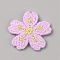 Polyester Embroidery Ornament Accessories, Sakura Flower Appliques, Violet, 25x2mm