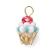 Glass Seed Beaded Cupcake Pendants, with Golden Brass Ball Head Pins Loop & Glass Pearl Round Bead & Glass Beads, Turquoise, 19x12mm, Hole: 3.5mm