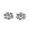Brass Micro Pave Clear Cubic Zirconia Bead Caps, Flower, Platinum, 10x9.5x2.5mm, Hole: 1.2mm
