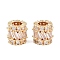 Column Brass Micro Pave Clear Cubic Zirconia European Beads, Large Hole Beads, Rack Plating, Long-Lasting Plated, Lead Free & Cadmium Free, Light Gold, 10x9.5mm, Hole: 4.5mm