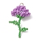 Glass Seed Beaded Flower Pendans, with Glass Pearl Round Bead and 304 Stainless Steel, Lilac, 31.5x20x17~18mm, Jump Ring: 4x0.5mm, Inner Diameter: 3mm