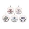 Alloy Enamel Pendants, Flat Round with Evil Eye Charm, Platinum, 22x17.5x5mm, Hole: 2mm