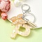 Resin & Acrylic Keychain, with Faux Suede Tassel Pendant & Alloy Findings, Letter P, 9.5cm