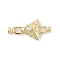 Brass Micro Pave Clear Cubic Zirconia Fold Over Clasps, Triangle, Real 18K Gold Plated, 35mm