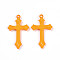 Opaque Acrylic Pendants, Cross, Orange, 36x22x3mm, Hole: 1.6~2mm, about 1040pcs/500g