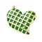 304 Stainless Steel Pendants, with Enamel, Checkerboard Heart Charm, Golden, Sea Green, 25x24x4mm, Hole: 2mm