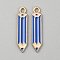 Alloy Enamel Pendants, Pen Charm, Royal Blue, 27x6x1.5mm, Hole: 1.8mm