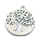 Stainless Steel Pendants, Laser Cut, Flat Round with Tree of Life Charm, Stainless Steel Color, 20mm
