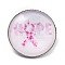 Breast Cancer Awareness Ribbon Glass Brooches, Alloy Edge for Backpack Clothes, Flat Round, Pink, 27mm