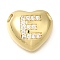 Rack Plating Brass Micro Pave Cubic Zirconia Pendants, Cadmium Free & Lead Free, Heart with Letter A~Z Charms, Real 18K Gold Plated, Letter E, 14.5x16x6mm, Hole: 3mm