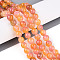 Dyed Natural White Jade Beads Strands, Round, Faceted, Orange, 8mm, Hole: 0.9mm, about 49~50pcs/strand, 37~38cm