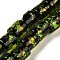 Handmade Dichroic Foil Glass Beads Strands, Barrel, Yellow Green, 9x9mm, Hole: 2mm, about 35pcs/strand, 12.80''(32.5cm)