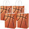 Rectangle Paper Gift Bags with Handle, Sport Ball Print Candy Tote for Birthday, Wedding, Basketball, 20.5~21x15x8cm