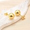 Rack Plating Brass Round Ball Stud Earrings for Women, Lead Free & Cadmium Free, Real 18K Gold Plated, 23.5x12mm, Pin: 0.7mm