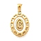 Golden 304 Stainless Steel Pendants, with Shell, Hollow Oval with Heart, Letter G, 23x16.5x2mm, Hole: 5.5x3mm