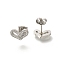 304 Stainless Steel Micro Pave Clear Cubic Zirconia Stud Earrings, Heart, Stainless Steel Color, 7x11mm