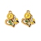 304 Stainless Steel Rhinestone Pendants, Enamel Style, Heart with Sunflower, Ion Plating(IP), Golden, 16x12.5x2.5mm, Hole: 1.2mm