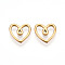 304 Stainless Steel Linking Rings, Heart, Ion Plating(IP), Real 18K Gold Plated, 12.5x13x2mm, Inner Diameter: 3x10mm