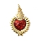 Rack Plating Brass Enamel Pendants, with Jump Ring, Cadmium Free & Lead Free, Heart Charm, Real 18K Gold Plated, 22x15.5x3.2mm, Hole: 4mm