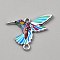 Printed Alloy Connector Charms, Bird Links, Platinum, Cyan, 17.5x24x1.8mm, Hole: 1.6mm