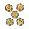 Baking Paint and Golden Metal Enlaced Glass Beads, Flower, Peru, 13x14x4.5mm, Hole: 1.2mm