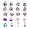European Beads Sets, Large Hole Beads Sets, with Alloy European Beads(Rhinestone/Enamel) and Glass European Beads, Mixed Color, 10~27x5~14x8~11mm, Hole: 4~6mm, 20pcs/bag