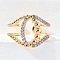 Brass Micro Pave Cubic Zirconia Adjustable Cuff Rings, Platinum & Golden, 15.5mm