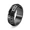 Rotatable Stainless Steel Finger Ring, Viking Runes for Men, Black, US Size 12(21.4mm)