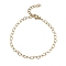 304 Stainless Steel Link Chains Bracelets for Women, Real 14K Gold Plated, 6-3/8 inch(16.1cm)