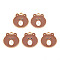 Alloy Enamel Pendants, Cadmium Free & Lead Free, Light Gold, Bear Head, Sienna, 16x15.5x1.5mm, Hole: 1.5mm