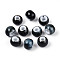 Handmade Porcelain Beads, Rondelle, Fancy Antique Glazed Porcelain, Dark Slate Blue, 8.2~9x7~7.5mm, Hole: 2.5~3mm