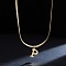 316 Surgical Stainless Steel Initial Pendant Flat Snake Chain Necklaces for Women, Golden, Letter P, 15.75 inch(40cm)