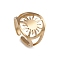 Ion Plating(IP) 304 Stainless Steel Sun Open Cuff Rings for Women, Real 14K Gold Plated, Inner Diameter: 16.6mm