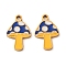 304 Stainless Steel Pendants, with Enamel, Ion Plating(IP), Mushrooom, Golden, Blue, 14.8x9.8x1.5mm