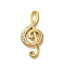 304 Stainless Steel Pendants, with Rhinestone, Ion Plating(IP), Musical Note, Real 18K Gold Plated, 32.5x15.5x3.5mm, Hole: 5.5x2.5mm